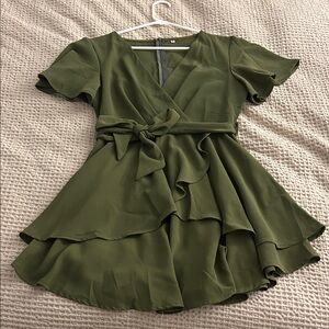 Amazon Olive Green Wrap Dress